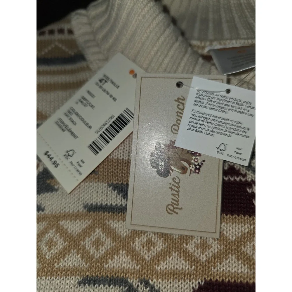 Gymboree rustic ranch fair isle sweater dress size 4t nwt